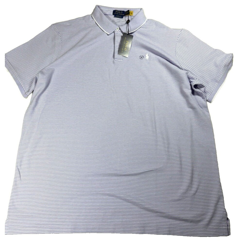Polo Ralph Lauren Mens XXL Classic Fit Stretch Mesh Polo Shirt Purple White NWT